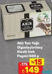 AHİR TAM YAĞLI OLGUNLAŞTIRILMIŞ KLASİK İNEK PEYNİRİ 600 G